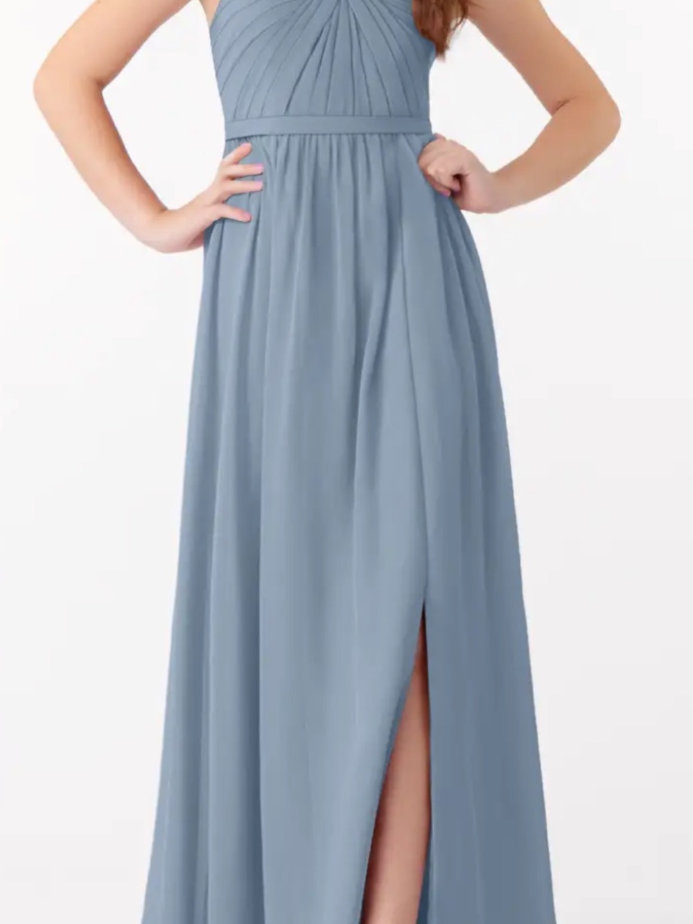 Slate Blue Chiffon V-Neck Maxi Dress